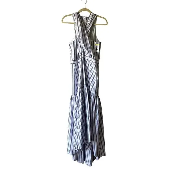 NEW Veronica Beard Radley Striped Halter Midi Dress Size 2 High low - Picture 3 of 8